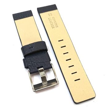 EwatchAccessories Replacement 22mm 24mm 26mm 28mm 30mm Genuine Leather Watch Band Strap Stainless Steel Silver Buckle Black Light Brown Dark Brown