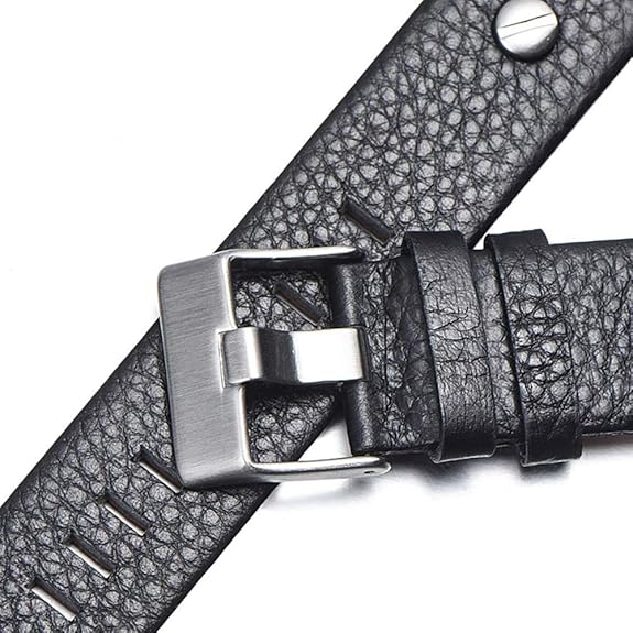EWatchAccessories 22mm 24mm 26mm 28mm Genuine Leather Watch Band Strap Compatible with any smart watch or traditional watch (Black) - Image 3