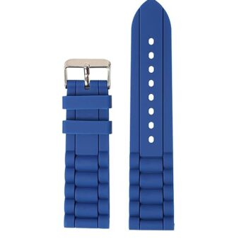 EwatchAccessories 20mm 22mm 24mm Blue Silicone Rubber Replacement Diver Watch Band Strap| Thick Comfortable Heavy Duty Replacement Wrist Strap for Men and Women