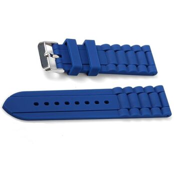 EwatchAccessories 20mm 22mm 24mm Blue Silicone Rubber Replacement Diver Watch Band Strap| Thick Comfortable Heavy Duty Replacement Wrist Strap for Men and Women
