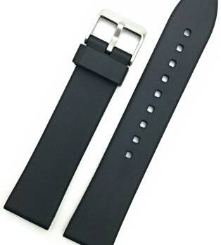 EwatchAccessories 20mm 22mm 24mm Black Polyurethane (PU) Rubber Replacement Watch Band Strap | Cofortable and Durable Material 22 mm Rubber Watch Strap (Black)