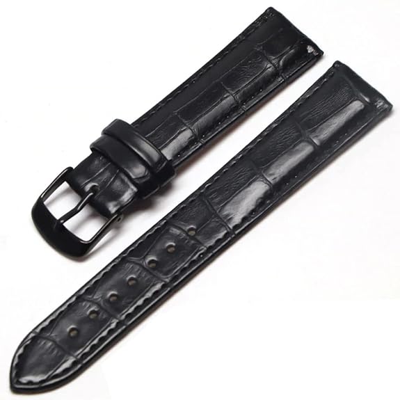 EwatchAccessories Replacement 18mm-34mm Genuine Leather Black Brown Tan Blue White Watch Band Strap With Silver Stainless Steel Buckle - Image 6