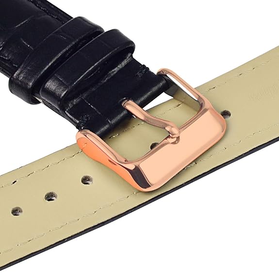EwatchAccessories Replacement 18mm-34mm Genuine Leather Black Brown Tan Blue White Watch Band Strap With Silver Stainless Steel Buckle - Image 8