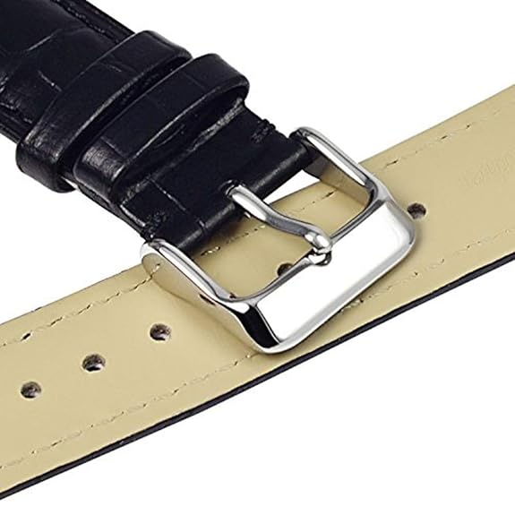 EwatchAccessories Replacement 18mm-34mm Genuine Leather Black Brown Tan Blue White Watch Band Strap With Silver Stainless Steel Buckle - Image 4
