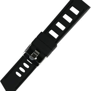 Replacement 22mm Silicone Rubber Black Resin Watch Band Strap