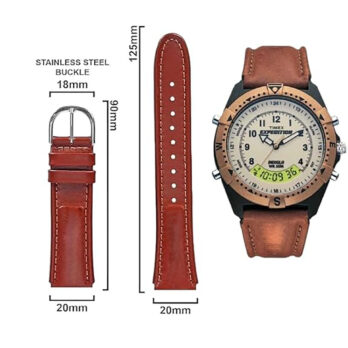EWAccessories 20mm Leather Watch Strap Brown Band