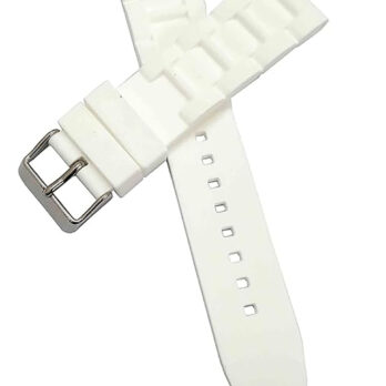 Ewatchaccessories 22mm 24mm 26mm Silicon Rubber White Silver Buckle Clasp Watch Band Strap for Men and Women