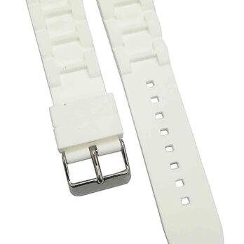 Ewatchaccessories 22mm 24mm 26mm Silicon Rubber White Silver Buckle Clasp Watch Band Strap for Men and Women
