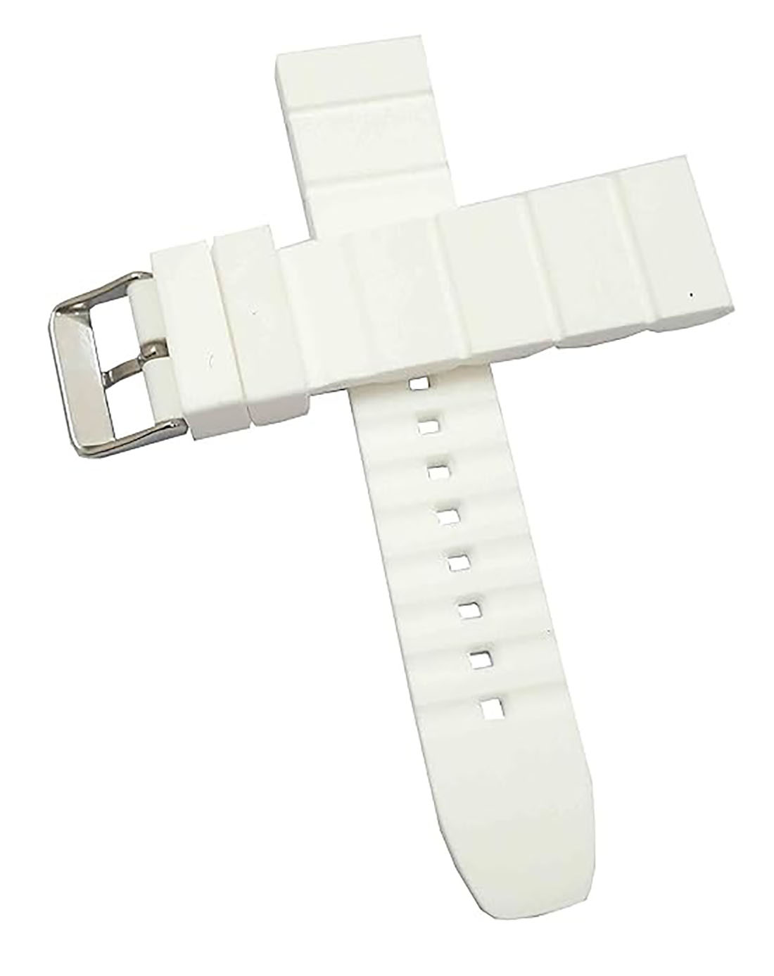 Ewatchaccessories 22mm 24mm 26mm Silicon Rubber White Silver Buckle Clasp Watch Band Strap for Men and Women - Image 3