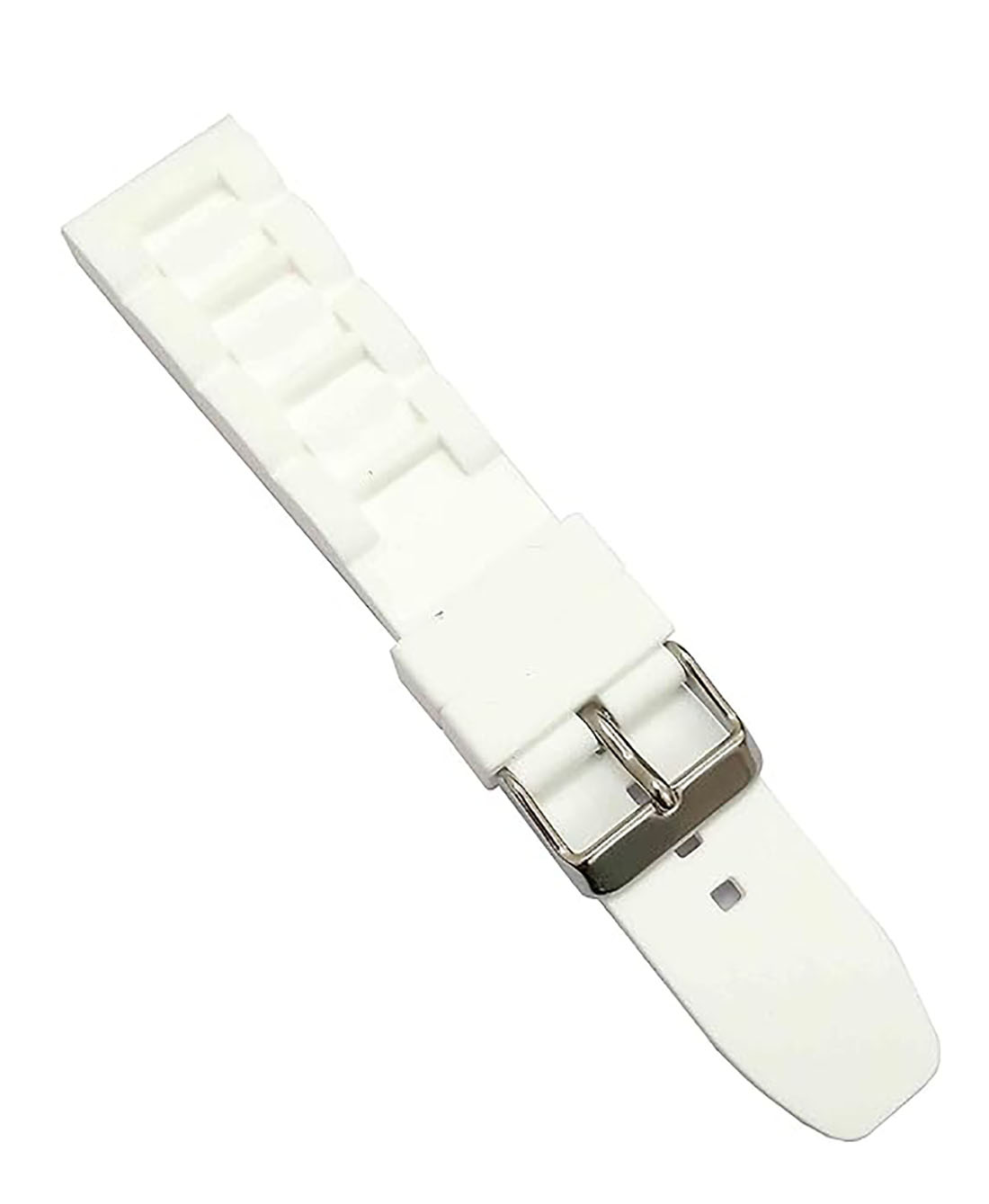 Ewatchaccessories 22mm 24mm 26mm Silicon Rubber White Silver Buckle Clasp Watch Band Strap for Men and Women - Image 4