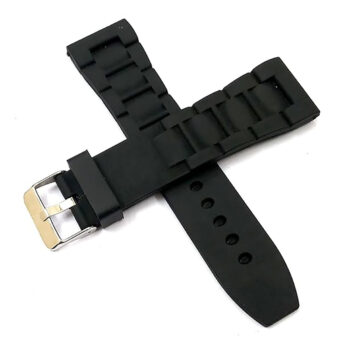 Ewatchaccessories 22mm 24mm 26mm Silicone Rubber Black Silver Buckle Clasp Watch Band Strap for Men and Women-B2