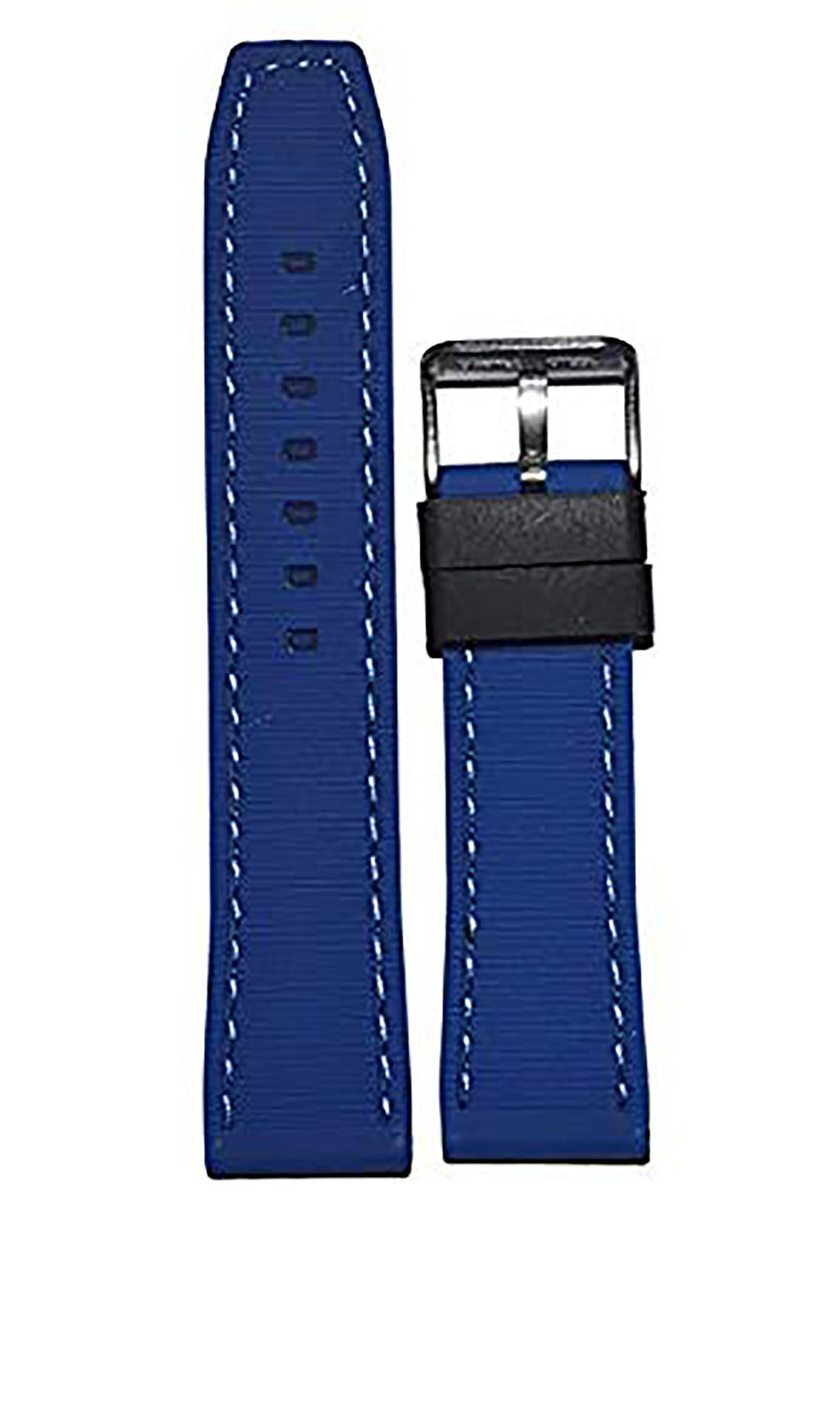 EWatchAccessories 20mm 22mm 24mm Silicon Rubber Watch Band Strap Black Orange Red Blue Stitches with Silver Stainless Steel Buckle - Image 7