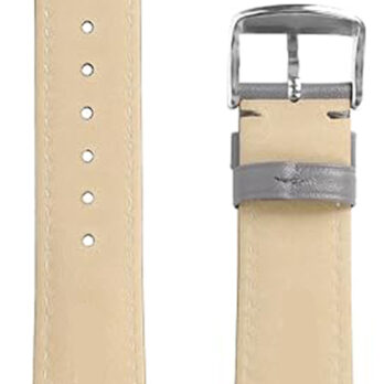 22mm Grey Plain Geniune Leather Watch Band Strap With Silver Buckle