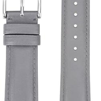 22mm Grey Plain Geniune Leather Watch Band Strap With Silver Buckle