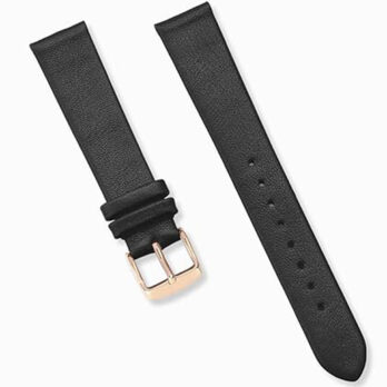 Replacement 30mm Black Plain Genuine Leather Watch Band Strap With Rose Buckle