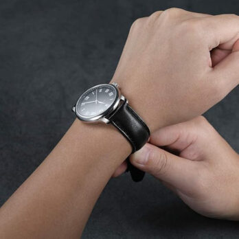 Replacement 30mm Black Plain Genuine Leather Watch Band Strap With Black Buckle