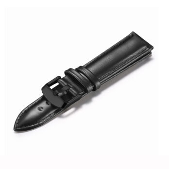 Replacement 30mm Black Plain Genuine Leather Watch Band Strap With Black Buckle