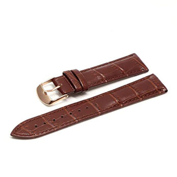 Replacement 28mm Brown Genuine Leather Watch Band Strap With Golden Buckle