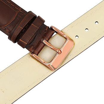 Replacement 19mm Brown Genuine Leather Watch Band Strap With Rose Buckle