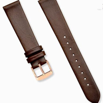 Replacement 28mm Brown Plain Genuine Leather Watch Band Strap With Rose Buckle