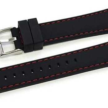 20mm Rubber Watch Band Strap For PRS516 Racing 1853 Black With Red Stitch