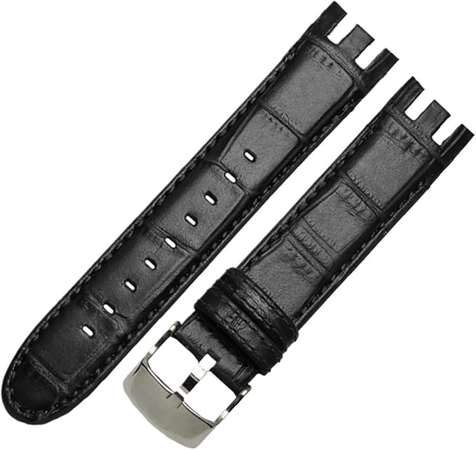 Black & Brown Plain And Croco Style Bracelet Dedicated curved leather Watch Strap Fits For YRS403/412/402G Wristband 21mm - Image 2