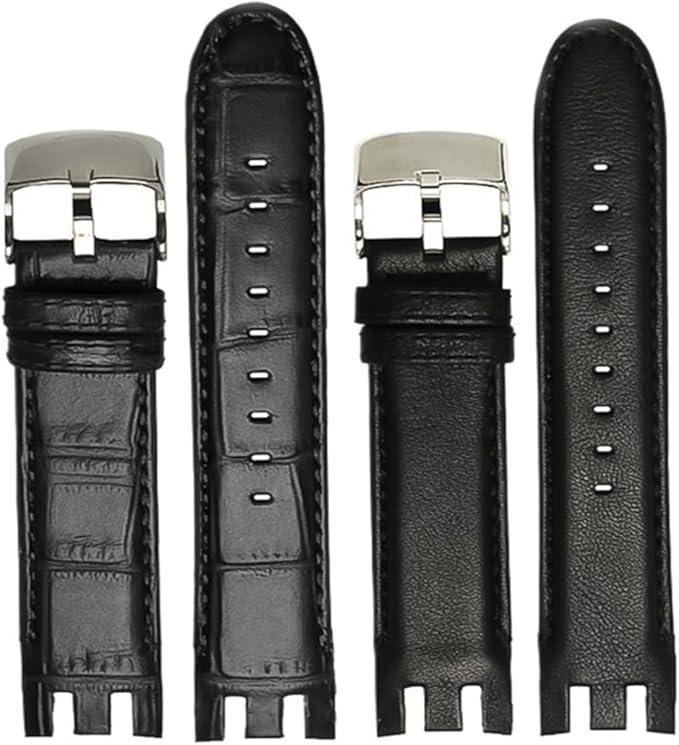 Black & Brown Plain And Croco Style Bracelet Dedicated curved leather Watch Strap Fits For YRS403/412/402G Wristband 21mm - Image 3
