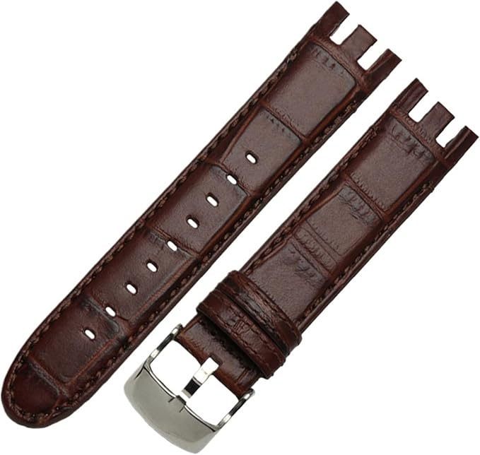 Black & Brown Plain And Croco Style Bracelet Dedicated curved leather Watch Strap Fits For YRS403/412/402G Wristband 21mm - Image 5