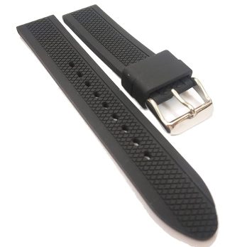 20mm Black Silicone Rubber Diver Watch Band Strap for Men and Women