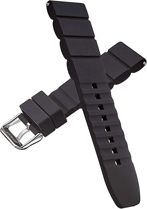 22mm 24mm 26mm Silicon Rubber Black,Blue,White Silver Buckle Clasp Watch Band Strap for Men and Women - Black, 26mm - Image 3