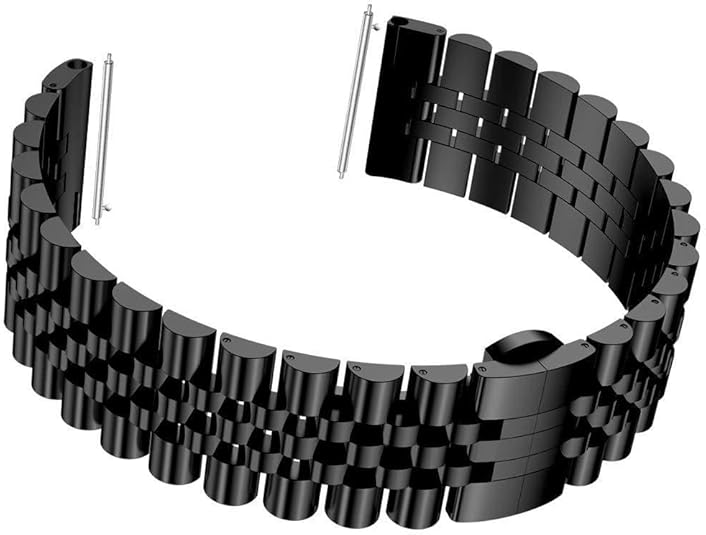 Watch Band Metal Stainless Steel Black Solid Strap 20mm Jubilee Quick Release Premium Polished Brushed Flexible Metal Watch Bracelet Strap Men Replacement Band - Image 2