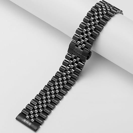 Watch Band Metal Stainless Steel Black Solid Strap 20mm Jubilee Quick Release Premium Polished Brushed Flexible Metal Watch Bracelet Strap Men Replacement Band - Image 3