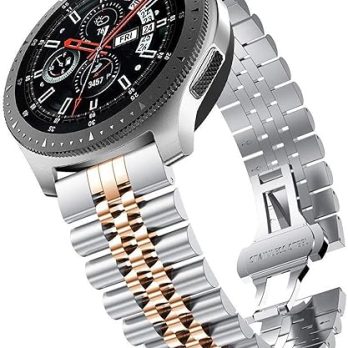 Watch Band Metal Stainless Steel Silver With Rose Dual Tone Solid Strap 14mm Jubilee Quick Release Premium Polished Brushed Flexible Metal Watch Bracelet Strap Men Replacement Band