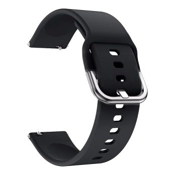 22mm Black Quick Release Watch Band Soft Silicone Replacement Strap for Smartwatch