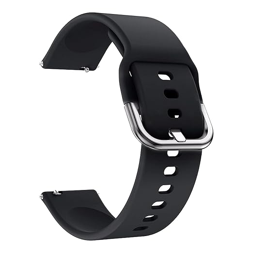 22mm Black Quick Release Watch Band Soft Silicone Replacement Strap for Smartwatch - Image 2