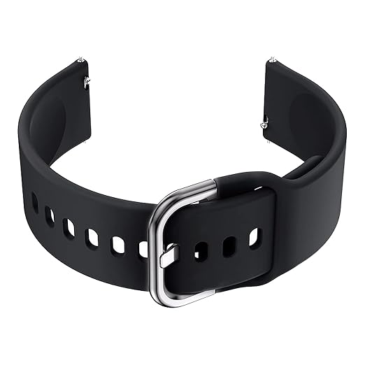 22mm Black Quick Release Watch Band Soft Silicone Replacement Strap for Smartwatch - Image 3
