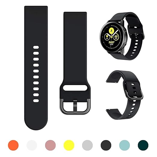 22mm Black Quick Release Watch Band Soft Silicone Replacement Strap for Smartwatch - Image 5