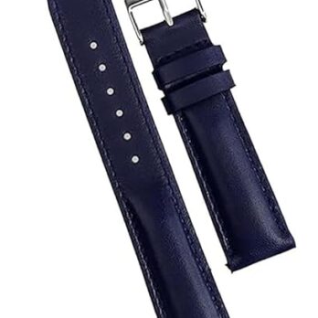 28mm Blue Plain Geniune Leather Watch Band Strap With Silver Buckle For Men & Women