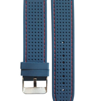 22mm Blue Silicone Watch Band Strap with Red Stitch