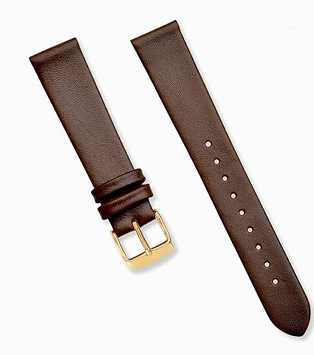 18mm Genuine Leather Quick Release Replacement Watch Band Strap Brown Plain With Golden Buckle - Image 2