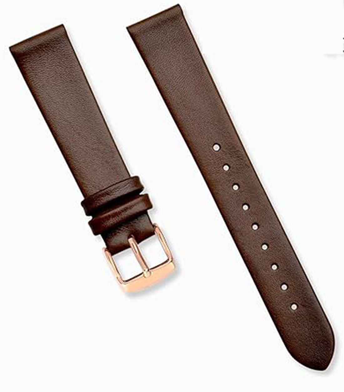 18mm Genuine Leather Quick Release Replacement Watch Band Strap Brown Plain With Rose Buckle - Image 2