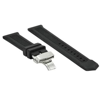 20mm Silicone Rubber Watch Band Strap With Deployment Stainless Steel Silver Buckle Clasp | Comfortable and Durable Material Fits Men & Women