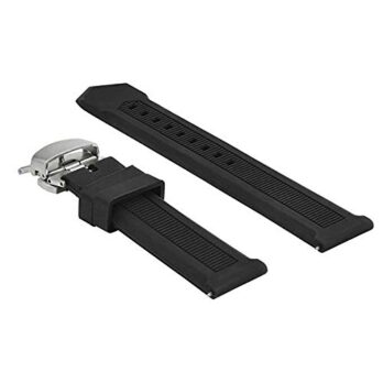 20mm Silicone Rubber Watch Band Strap With Deployment Stainless Steel Silver Buckle Clasp | Comfortable and Durable Material Fits Men & Women