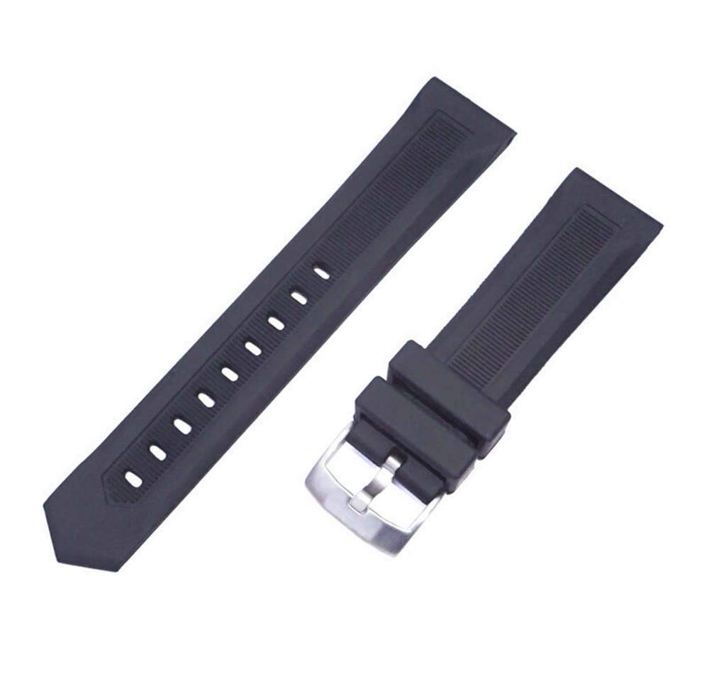 20mm Silicone Rubber Watch Band Strap With Stainless Steel Silver Pin Buckle | Comfortable and Durable Material Fits Men & Women - Image 2