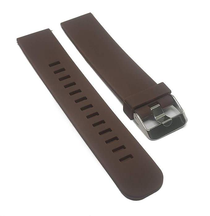 Premium 18mm Brown Silicone Smartwatch Strap Band ? Soft, Durable, Sweat-Resistant, and Adjustable Replacement Wristband ? Compatible with Most 18mm Smartwatches ? Stylish and Comfortable for Everyday Wear and Workouts