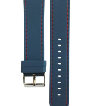 22mm Blue Silicone Quick-Release Watch Band Strap with Red Stitch