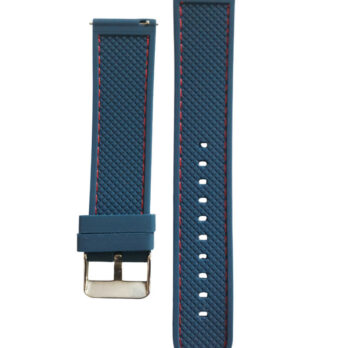 22mm Blue Silicone Quick-Release Watch Band Strap with Red Stitch
