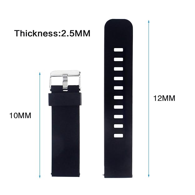 Premium 22mm Black Silicone Smartwatch Strap Band ? Soft, Durable, Sweat-Resistant, and Adjustable Replacement Wristband ? Compatible with Most 22mm Smartwatches ? Stylish and Comfortable for Everyday Wear and Workouts - Image 4
