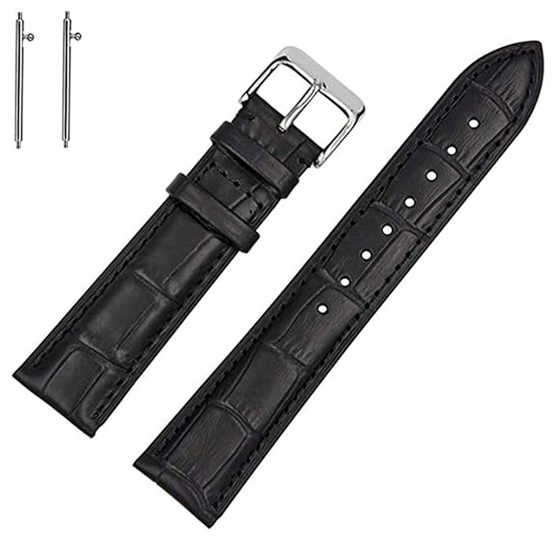 Quick Release Black Croco Silver Buckle 1
