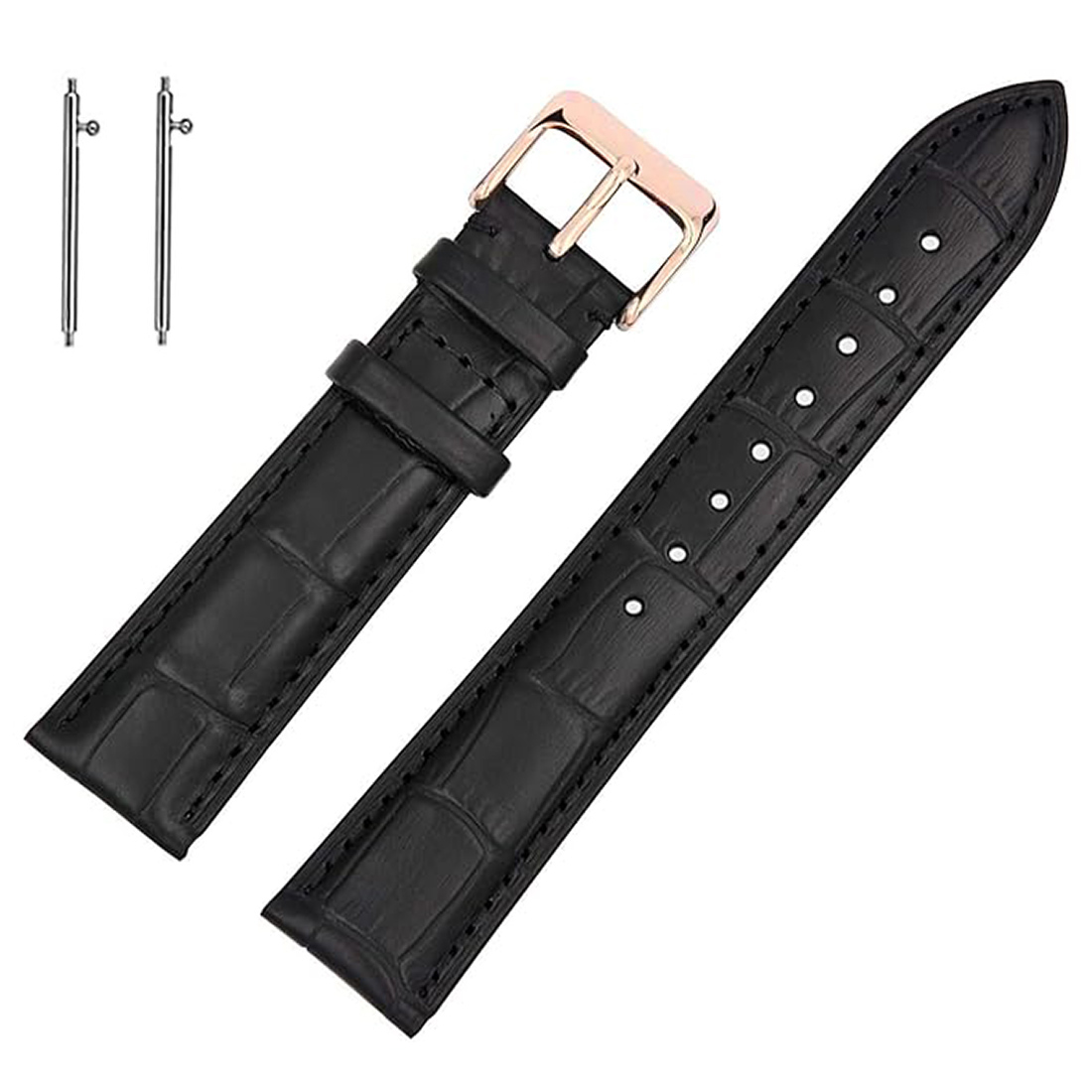 Quick Release Black Croco With Rose Buckle 1